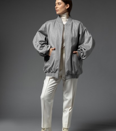 Gray cashmere bomber