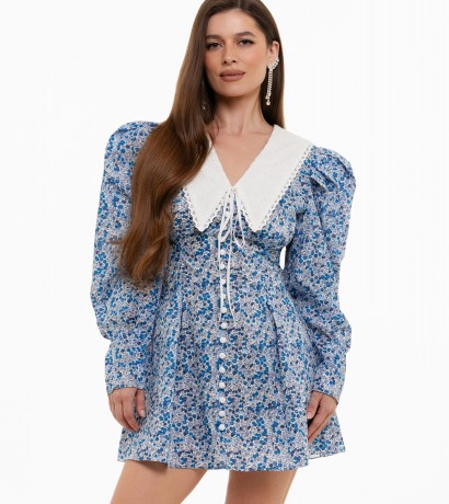 White collar cotton mini dress