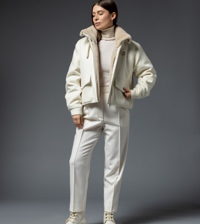 Fur  lining milky cashmere bomber