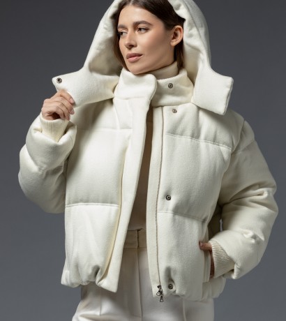 Milky down jacket with hood
