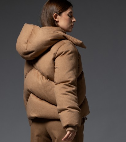 Cashmere down jacket with hood