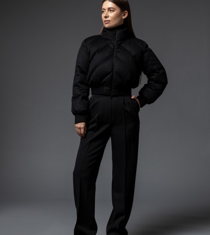 Cropped cashmere down jacket