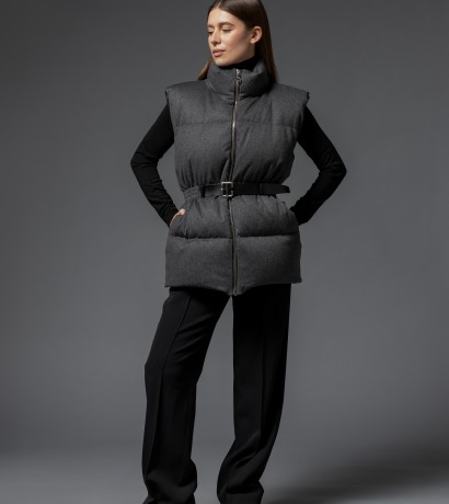 Gray cashmere down vest