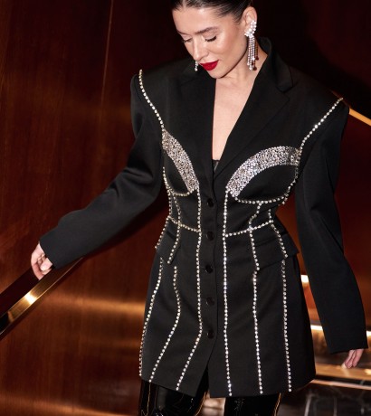 Swarovski embroidered blazer dress 