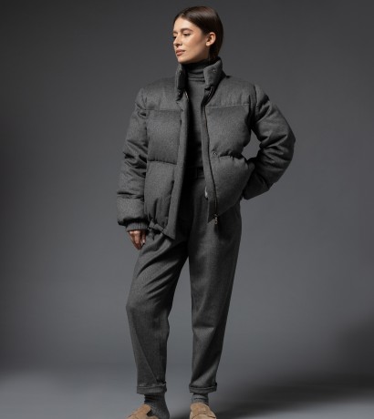 Gray cashmere down jacket