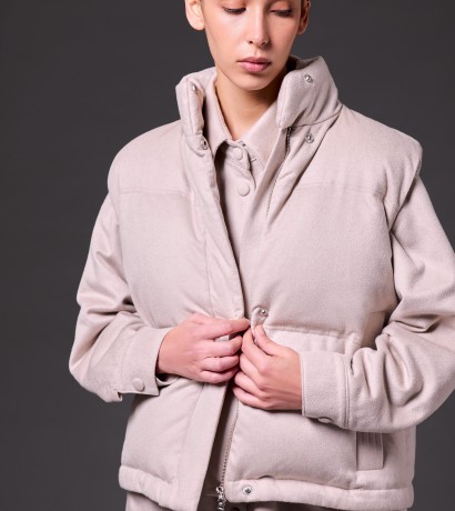 Light beige cashmere down vest