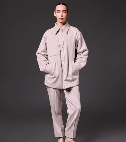 Light beige cashmere shirt and trousers