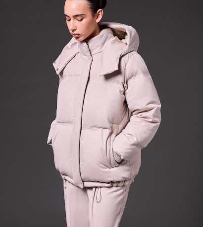 Light beige cashmere down jacket 