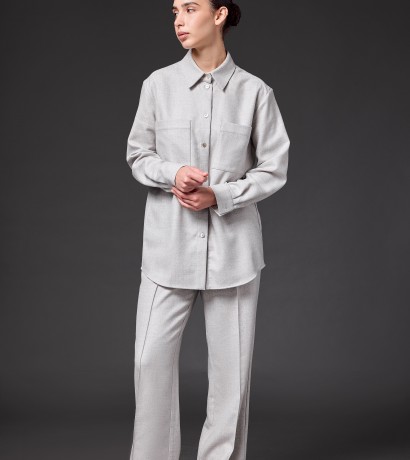 Gray cashmere shirt and trousers