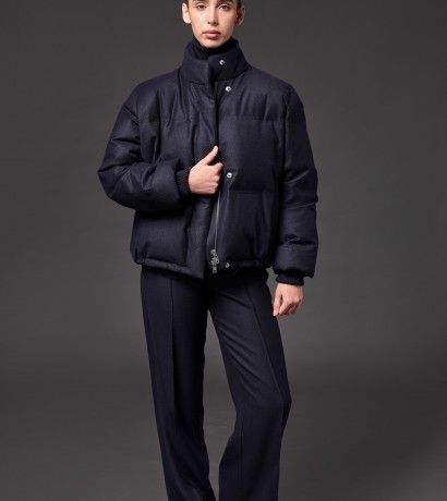 Blue cashmere down jacket