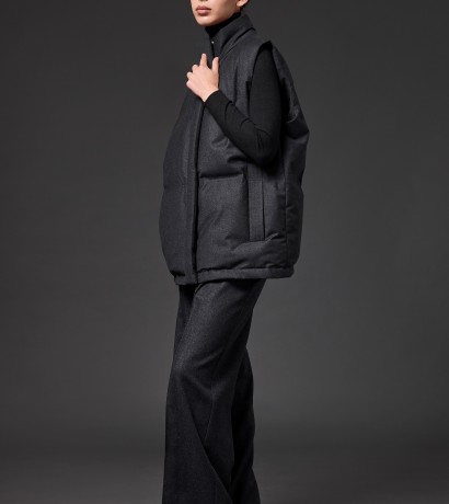 Wool dark gray down vest