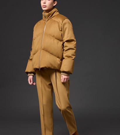 Camel cashmere down jacket