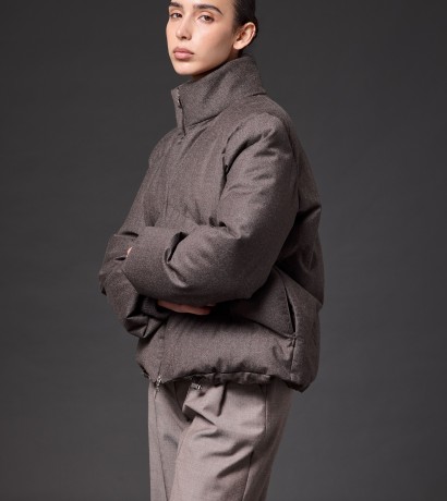 Coffee-colored down jacket