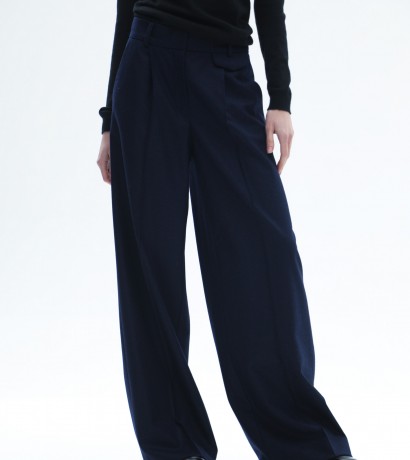 Брюки шерстяные палаццо синие