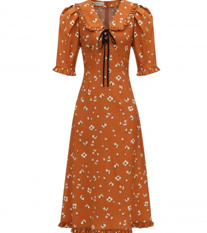 Silk collar midi dress