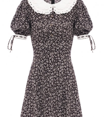 Floral print white collar dress