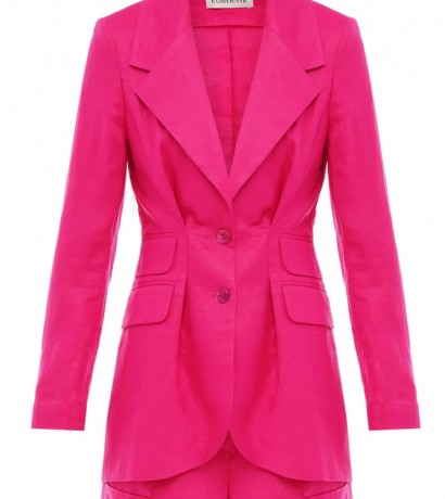 Two-piece linen suit (pleated jacket+shorts)