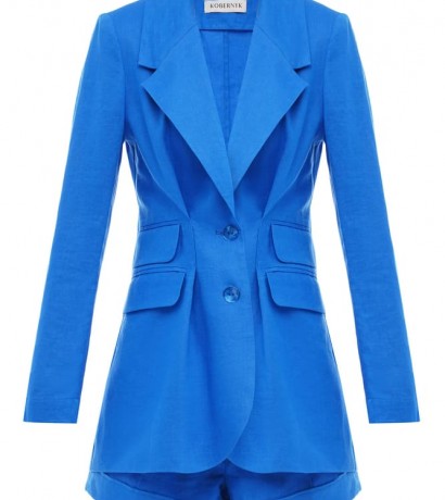 Two-piece linen suit (pleated jacket+shorts)