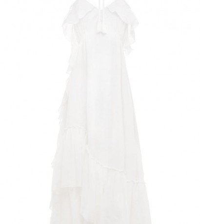Ruffle trim lace maxi dress