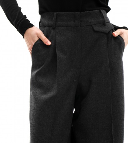 Брюки шерстяные палаццо серые