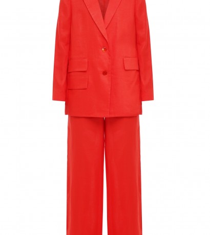 Костюм (жакет оверсайз и брюки палаццо) коралловый