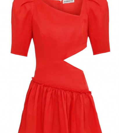 Asymmetri cut linen dress