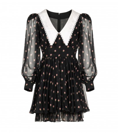 Chiffon silk white collar dress