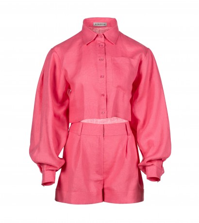 Linen cropped t-shirt and shorts