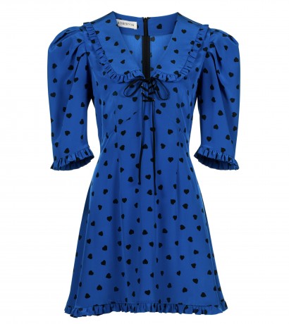 Heart printed collar mini dress