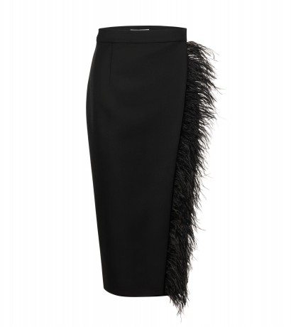 Feather detailed midi skirt
