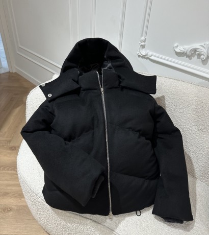 Black cashmere down jacket with hood